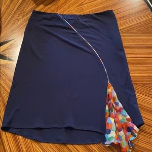 YIGAL AZROUEL Navy Print Accent Skirt